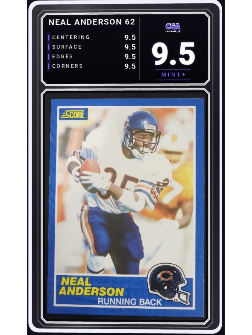 1989 Score Football #62 Neal Anderson Chicago Bears NFL - CGA 9.5 Digital Grade